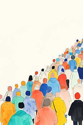 JPG 여자 남자 일러스트 여러명 컬러풀 걷기 군중 드로잉 국내일러스트 AI일러스트 AI콘텐츠 컬러 다수 모션 미술 사람 파일형식