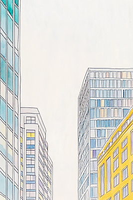 JPG 일러스트 하늘 빌딩 사람없음 도시풍경 컬러풀 도심 국내일러스트 AI일러스트 AI콘텐츠 컬러 풍경 건물 도시 파일형식