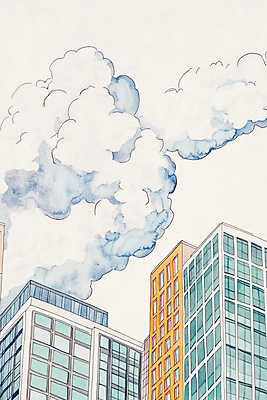 JPG 구름 일러스트 하늘 빌딩 사람없음 도시풍경 컬러풀 도심 국내일러스트 AI일러스트 AI콘텐츠 자연요소 컬러 풍경 건물 도시 파일형식