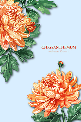 꽃잎 하늘색 일러스트 국화 사람없음 가을 풀잎 화려 국내일러스트 AI파일 계절 꽃 컨셉 잎 파란색 풀_식물 파일형식 벡터