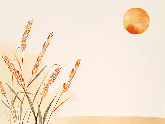 JPG 일러스트 갈대 사람없음 태양 가을 베이지색 국내일러스트 AI일러스트 AI콘텐츠 자연요소 식물 계절 컬러 파일형식