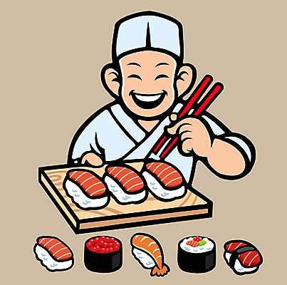접시 남자 일러스트 젓가락 한명 웃음 들기 성인 요리사 초밥 일본음식 성인남자한명만 일러캐릭터 AI파일 직업 캐릭터 1 식기 음식 모션 수저 표정 사람 남자한명만 성인남자만 파일형식 벡터