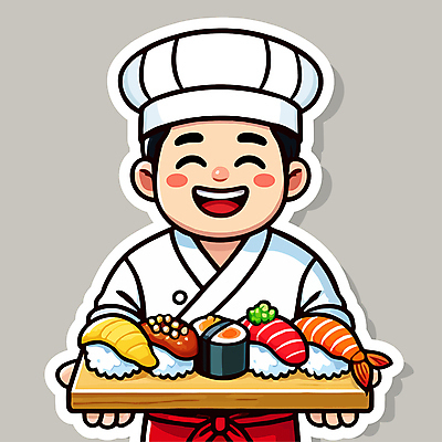 접시 남자 일러스트 한명 웃음 들기 성인 요리사 앞치마 초밥 일본음식 성인남자한명만 일러캐릭터 AI파일 직업 캐릭터 1 식기 음식 모션 표정 사람 남자한명만 성인남자만 파일형식 벡터