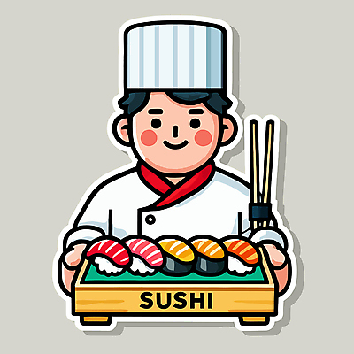 접시 남자 일러스트 젓가락 한명 웃음 들기 성인 요리사 초밥 위생모 일본음식 성인남자한명만 일러캐릭터 AI파일 직업 캐릭터 1 식기 음식 모션 수저 표정 사람 남자한명만 성인남자만 파일형식 벡터