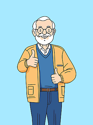 노년 남자 행복 일러스트 한명 상반신 실버라이프 노후 은퇴 따봉 노인남자한명만 국내일러스트 AI파일 1 라이프스타일 감정 사람 성인 최고 남자한명만 노인남자만 파일형식 벡터