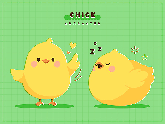 동물 스티커 일러스트 병아리 사람없음 노란색 귀여움 인사 잠 졸음 일러캐릭터 AI파일 캐릭터 감정 컬러 컨셉 조류 예절 파일형식 벡터