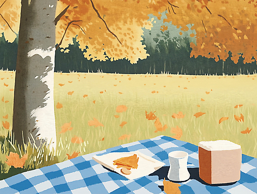 JPG 나무 낙엽 일러스트 디저트 수채화 풍경 잔디 사람없음 컵 상자 소풍 노란색 가을 분위기 돗자리 국내일러스트 AI일러스트 AI콘텐츠 식물 식기 계절 음식 컬러 컨셉 잎 야외활동 파일형식