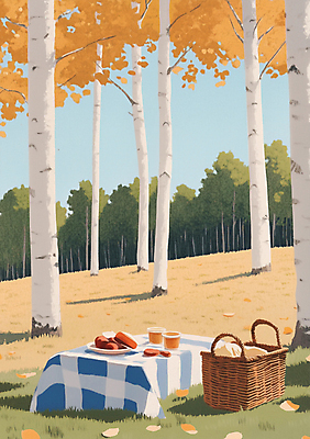 JPG 나무 무료이미지 낙엽 일러스트 식탁 디저트 수채화 풍경 잔디 사람없음 소풍 노란색 바구니 식탁보 가을 분위기 국내일러스트 AI일러스트 AI콘텐츠 식물 계절 음식 컬러 컨셉 잎 탁자 야외활동 파일형식