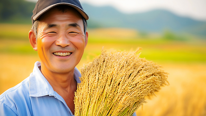 JPG 편집이미지 남자 중년 한명 웃음 노란색 수확 벼 쌀 가을 농부 벼농사 풍요 의료성형뷰티 중년남자한명만 편집실사 AI인물포토 AI콘텐츠 직업 1 계절 컬러 컨셉 농업 곡류 표정 사람 성인 농사 CG 남자한명만 중년남자만 파일형식 AI포토