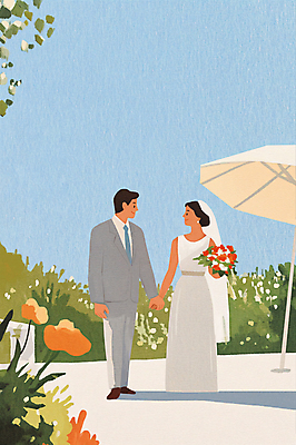 전신 PSD 커플 여자 남자 꽃 부케 웨딩드레스 결혼 일러스트 들기 정장 성인 두명 마주보기 정원 손잡기 로맨틱 파라솔 신랑신부 성인만 국내일러스트 식물 드레스 옷 신부_웨딩 꽃다발 신랑 컨셉 관계 모션 사람 이벤트 파일형식