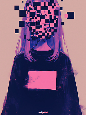 JPG 여자 어린이 분홍색 일러스트 한명 소녀 상반신 범죄 사회이슈 모자이크 초상화 생성 아바타 가상 소녀한명만 디지털성범죄 딥페이크기술 디지털범죄 국내일러스트 AI일러스트 AI콘텐츠 1 컬러 컨셉 기술 사람 그림 성범죄 여자한명만 소녀만 파일형식