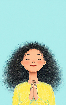 JPG 여자 어린이 하늘색 일러스트 한명 미소 소녀 노란색 눈감음 희망 양손 기도 파마 소원 손모으기 간절함 소녀한명만 국내일러스트 AI일러스트 AI콘텐츠 1 헤어스타일 손 감정 컬러 컨셉 모션 표정 사람 손짓 파란색 여자한명만 소녀만 파일형식