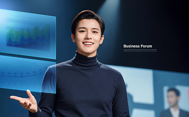 PSD 편집이미지 응시 남자 비즈니스 회의 조명 한명 미소 성인 무대 발표 강의 남색 프레젠테이션 세미나 터치스크린 성인남자한명만 포럼 이미지편집 1 시선 컬러 표정 사람 토론 남자한명만 성인남자만 파일형식