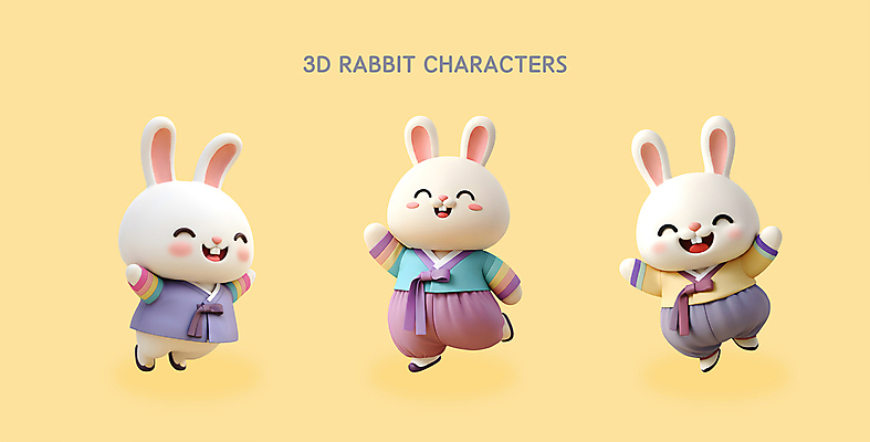 PSD 편집이미지 한국전통 명절 사람없음 노란색 3D소스 3D 손들기 추석 점프 가을 토끼 한복 디지털합성 토끼캐릭터 엘리먼트 편집3D 전통 계절 기념일 컬러 동물캐릭터 포유류 모션 한국 반려동물 전통의상 파일형식