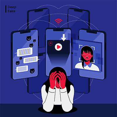 여자 말풍선 일러스트 성인 두명 스마트폰 피해 고통 범죄 사회이슈 합성 공유 거짓 동영상창 불법 채팅 피해자 얼굴없음 성인여자만 디지털성범죄 딥페이크기술 디지털범죄 국내일러스트 딥페이크범죄 AI파일 감정 컨셉 기술 사람 핸드폰 스마트기기 동영상 성범죄 여자만 성인만 파일형식 벡터