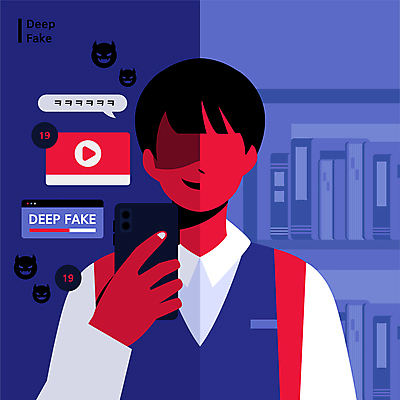 학생 남자 교복 일러스트 청소년 한명 들기 스마트폰 범죄 사회이슈 거짓 동영상창 불법 성인물 청소년범죄 얼굴없음 십대남자한명만 디지털성범죄 딥페이크기술 디지털범죄 국내일러스트 딥페이크범죄 AI파일 1 옷 컨셉 모션 기술 사람 핸드폰 스마트기기 동영상 성범죄 남자한명만 십대남자만 파일형식 벡터