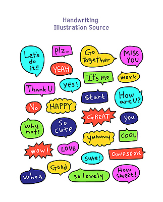 문자 말풍선 일러스트 문구용품 사람없음 컬러풀 화려 낙서 손그림 드로잉 국내일러스트 AI파일 컬러 컨셉 미술 오브젝트 파일형식 벡터