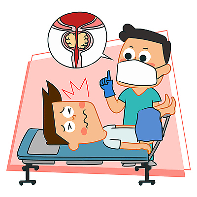 남자 말풍선 일러스트 병원 경고 마스크 성인 두명 치료 눕기 고통 환자 의사 가리킴 비뇨기관 위험 괴로움 전립선 성인남자만 일러캐릭터 AI파일 캐릭터 감정 컨셉 의학 모션 사람 손짓 의료진 장기_의학 남자만 성인만 파일형식 벡터
