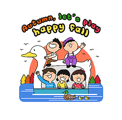 전신 여자 남자 어린이 일러스트 오리 소녀 소년 여러명 친구 강 노을 가을 승차 즐거움 은행잎 오리배 선박 어린이만 국내일러스트 AI파일 자연요소 계절 감정 다수 수상교통 잎 관계 모션 조류 사람 파일형식 벡터