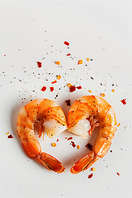 JPG 편집이미지 음식 새우 사람없음 주황색 샐러드 하트 해산물 향신료 편집실사 AI포토 AI콘텐츠 모양 컬러 갑각류 CG 향미료 파일형식