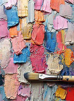 JPG 편집이미지 미술 사람없음 컬러풀 붓 입시 질감 유화 유화물감 편집실사 AI포토 AI콘텐츠 컬러 문화예술 학습 물감 CG 파일형식