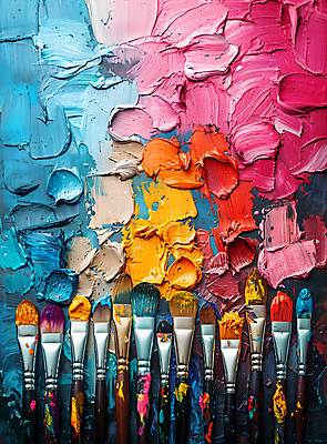 JPG 편집이미지 미술 사람없음 컬러풀 붓 입시 질감 유화 유화물감 편집실사 AI포토 AI콘텐츠 컬러 문화예술 학습 물감 CG 파일형식