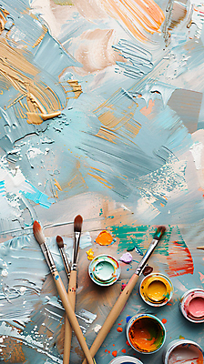 JPG 편집이미지 미술 사람없음 컬러풀 붓 입시 질감 유화 유화물감 편집실사 AI포토 AI콘텐츠 컬러 문화예술 학습 물감 CG 파일형식