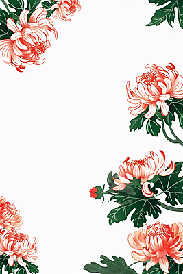 JPG 꽃잎 잎 일러스트 국화 사람없음 빨간색 화려 꽃봉오리 국내일러스트 AI일러스트 AI콘텐츠 식물 꽃 컬러 컨셉 파일형식