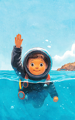 JPG 어린이 바다 하늘색 일러스트 자연 한명 수중 탐험 인사 다이빙 산소통 해녀 스쿠버다이버 해녀복장 국내일러스트 AI일러스트 AI콘텐츠 직업 1 옷 통 사람 파란색 수영 예절 생태계 스쿠버다이빙 수중스포츠 파일형식