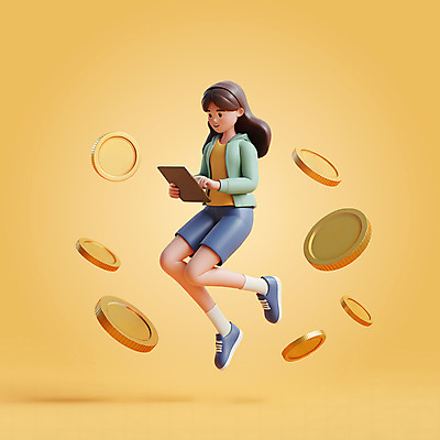 전신 PSD 편집이미지 여자 그래프 한명 들기 성인 공중 금융 태블릿 노란색 3D 동전 성장 떠있는 투자 성인여자한명만 편집3D 1 컬러 돈 비즈니스 모션 사람 경제 전자제품 스마트기기 디지털합성 여자한명만 성인여자만 파일형식