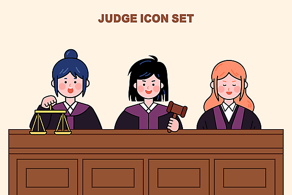 여자 일러스트 저울 성인 세명 판사복 판사 법 의사봉 재판 법정 성인여자만 일러캐릭터 AI파일 캐릭터 사람 가운 법률가 여자만 성인만 파일형식 벡터
