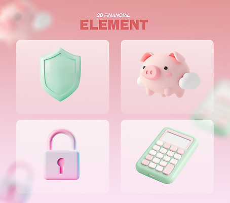 PSD 편집이미지 자물쇠 안전 사람없음 빨간색 금융 세트 3D 돼지저금통 계산기 보호 보안 방패 엘리먼트 편집3D 컬러 컨셉 문구용품 경제 장비 저금통 디지털합성 파일형식