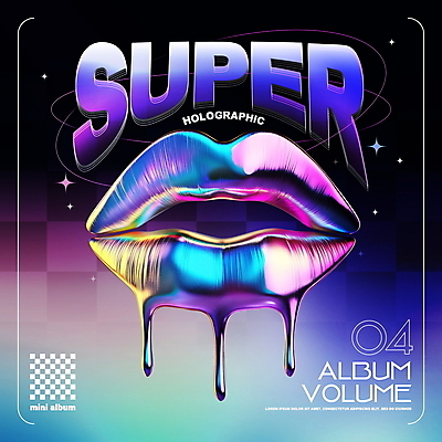 PSD 편집이미지 디자인 음악 타이포그라피 신체부위 그래픽 컬러풀 앨범 입술 레이아웃 광택 홀로그램 편집소스 키치 이미지편집 문자 컬러 컨셉 문화예술 사람 파일형식