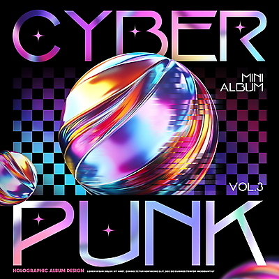 PSD 편집이미지 디자인 음악 공 타이포그라피 사람없음 그래픽 컬러풀 앨범 레이아웃 광택 홀로그램 편집소스 키치 이미지편집 문자 컬러 컨셉 문화예술 파일형식