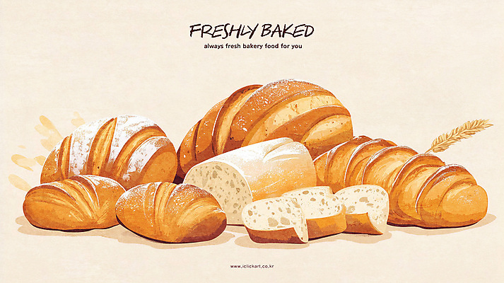 PSD 음식 조각 일러스트 단면 디저트 사람없음 빵집 분위기 바게트 밀 제빵 베이지색 국내일러스트 빵 컬러 컨셉 곡류 제과제빵 상점 파일형식