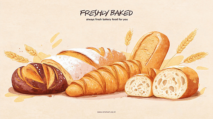 PSD 음식 조각 일러스트 단면 디저트 사람없음 빵집 분위기 바게트 밀 제빵 베이지색 국내일러스트 빵 컬러 컨셉 곡류 제과제빵 상점 파일형식