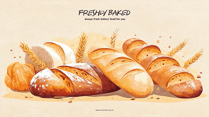 PSD 음식 조각 일러스트 단면 디저트 사람없음 빵집 분위기 바게트 밀 제빵 베이지색 국내일러스트 빵 컬러 컨셉 곡류 제과제빵 상점 파일형식