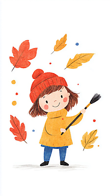 JPG 전신 모자 여자 행복 어린이 낙엽 일러스트 나뭇잎 한명 소녀 가을 붓 그림 드로잉 소녀한명만 국내일러스트 AI일러스트 AI콘텐츠 1 잡화 계절 감정 잎 미술 사람 여자한명만 소녀만 파일형식