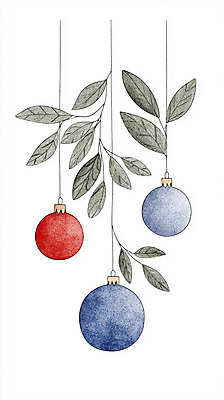 JPG 크리스마스장식 크리스마스 겨울 일러스트 나뭇잎 매달리기 사람없음 장식 오브젝트 국내일러스트 AI일러스트 AI콘텐츠 계절 기념일 잎 모션 파일형식