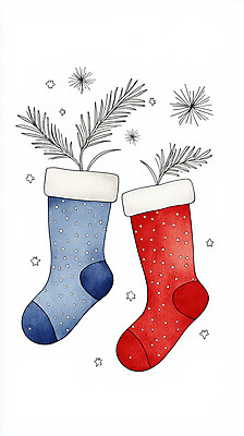 JPG 잎 크리스마스장식 크리스마스 겨울 일러스트 양말 사람없음 장식 크리스마스양말 산타양말 국내일러스트 AI일러스트 AI콘텐츠 식물 계절 기념일 파일형식