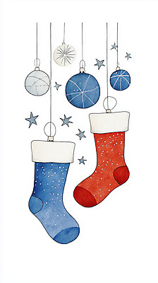 JPG 별 크리스마스 겨울 일러스트 양말 매달리기 사람없음 장식 빨간색 파란색 오브젝트 크리스마스양말 산타양말 국내일러스트 AI일러스트 AI콘텐츠 자연요소 계절 기념일 컬러 크리스마스장식 모션 파일형식
