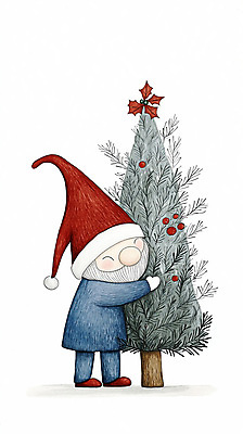 JPG 남자 크리스마스장식 크리스마스 겨울 일러스트 동화 요정 한명 성인 장식 크리스마스트리 오브젝트 난쟁이 성인남자한명만 국내일러스트 AI일러스트 AI콘텐츠 1 계절 기념일 사람 남자한명만 성인남자만 파일형식