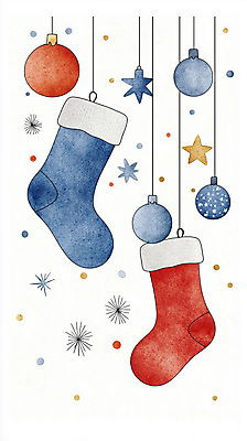JPG 별 크리스마스장식 크리스마스 겨울 패턴 일러스트 사람없음 장식 빨간색 파란색 크리스마스트리 오브젝트 크리스마스양말 산타양말 국내일러스트 AI일러스트 AI콘텐츠 자연요소 계절 기념일 컬러 무늬 양말 파일형식
