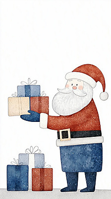 JPG 전신 남자 크리스마스 겨울 일러스트 수염 한명 들기 성인 빨간색 선물상자 산타클로스 기쁨 성인남자한명만 국내일러스트 AI일러스트 AI콘텐츠 1 계절 기념일 감정 컬러 모션 선물 사람 상자 남자한명만 성인남자만 파일형식