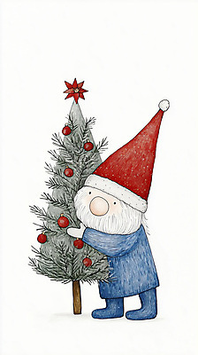 JPG 전신 남자 크리스마스 일러스트 요정 한명 성인 장식 크리스마스트리 오브젝트 난쟁이 꾸미기 성인남자한명만 국내일러스트 AI일러스트 AI콘텐츠 1 기념일 사람 남자한명만 성인남자만 파일형식