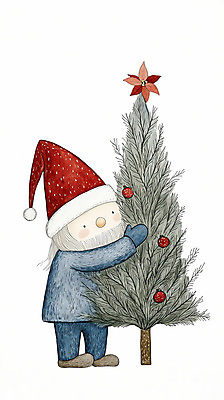 JPG 전신 남자 크리스마스장식 크리스마스 겨울 일러스트 동화 요정 한명 성인 장식 크리스마스트리 오브젝트 난쟁이 성인남자한명만 국내일러스트 AI일러스트 AI콘텐츠 1 계절 기념일 사람 남자한명만 성인남자만 파일형식