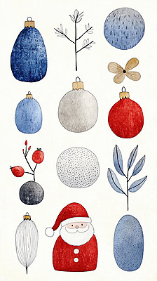 JPG 열매 잎 크리스마스장식 크리스마스 겨울 일러스트 사람없음 장식 산타클로스 오브젝트 국내일러스트 AI일러스트 AI콘텐츠 식물 계절 기념일 파일형식