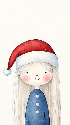 JPG 여자 어린이 크리스마스 겨울 일러스트 산타모자 한명 미소 소녀 상반신 기쁨 손그림 소녀한명만 국내일러스트 AI일러스트 AI콘텐츠 모자_잡화 1 계절 기념일 감정 표정 사람 여자한명만 소녀만 파일형식