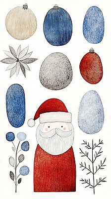 JPG 열매 잎 크리스마스장식 겨울 일러스트 사람없음 장식 산타클로스 손그림 국내일러스트 AI일러스트 AI콘텐츠 식물 계절 크리스마스 파일형식