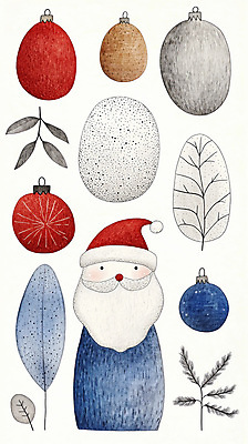 JPG 잎 크리스마스장식 겨울 일러스트 사람없음 장식 산타클로스 오브젝트 손그림 국내일러스트 AI일러스트 AI콘텐츠 식물 계절 크리스마스 파일형식